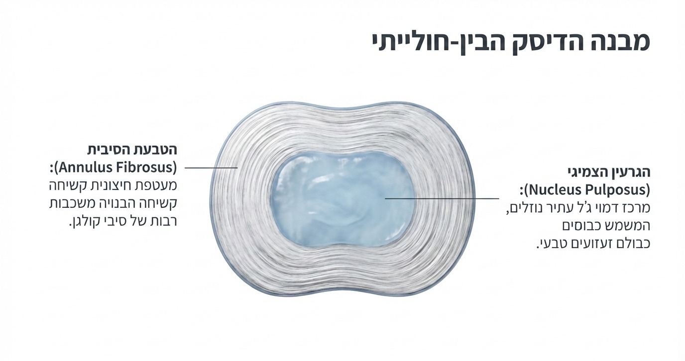 מבנה הדיסק הבין-חולייתי: גרעין רך ועטפת סיבית