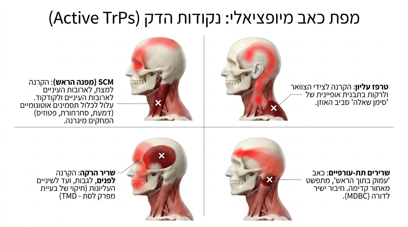 מפת נקודות ההדק: איזה שריר מייצר את כאב הראש שלכם
