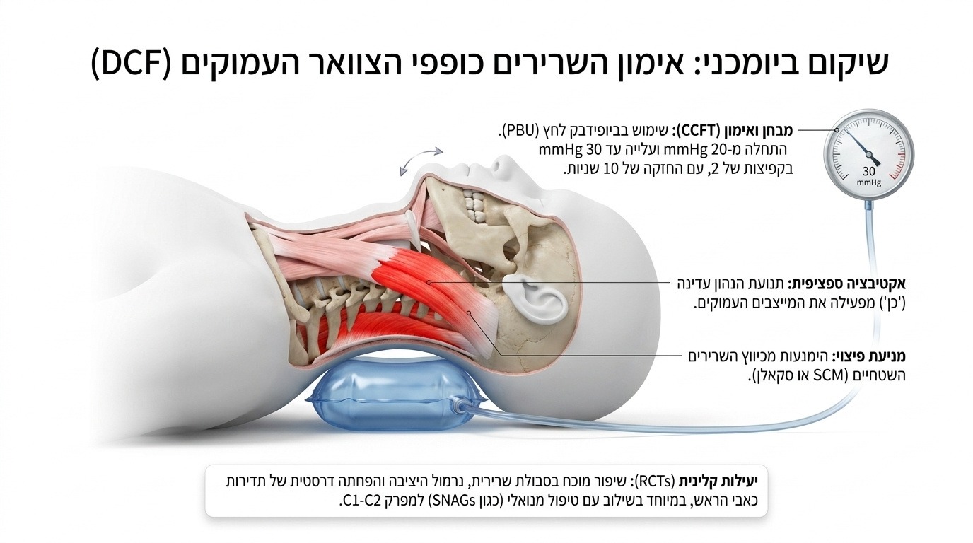 אימון שרירי הצוואר העמוקים בעזרת מכשיר ביופידבק לחץ מתחת לצוואר