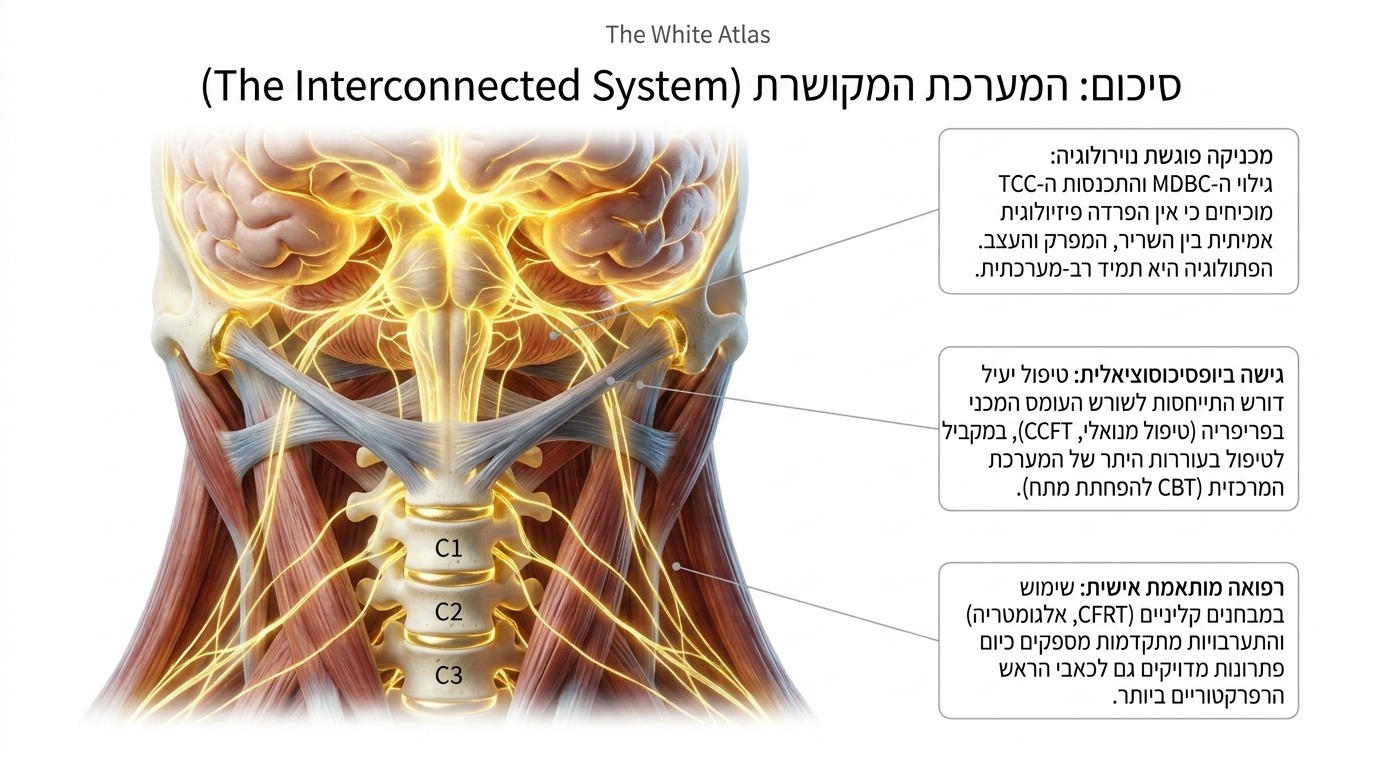 סיכום: הקשר בין שרירי הצוואר, המפרקים והעצבים כמערכת אחת מקושרת